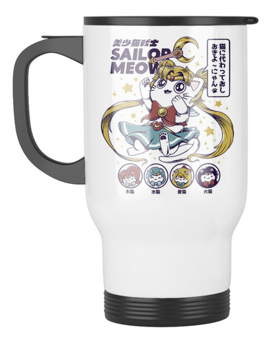 Taza Mug Termica Sailor Moon Parodia Gato