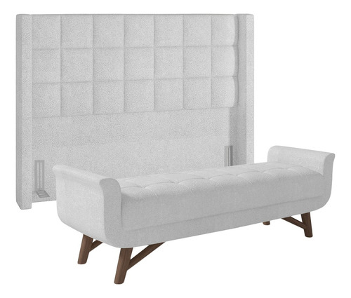 Cabeceira Cama Casal 140cm Pisa Recamier Neville Bouclé Bco Cor Branco