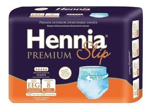 Hennia Slip Ropa Interior Descartable Adultos Xxg X 8 Unid.