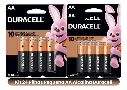 Kit Duracell Duralock Pilha Alcalina Aa 24 Unidades Cart C 8