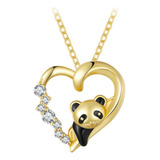 Collar Cadena Para Mujer Oso Panda En Plata Y Chapado En Oro