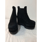 Botas Cortas Gamuza Negra Marca Heyas T 37 Super Plataforma