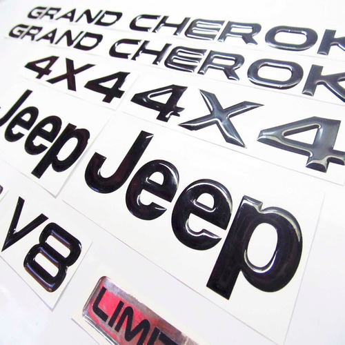 Grand Cherokee Limited Jeep Emblemas Kit Negro Calcomana Foto 3