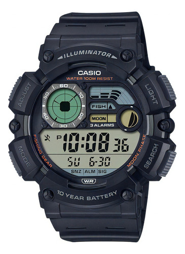 Reloj Casio Digital  Ws-1500h Datos Lunares Modo De Pesca Color De La Malla Negro