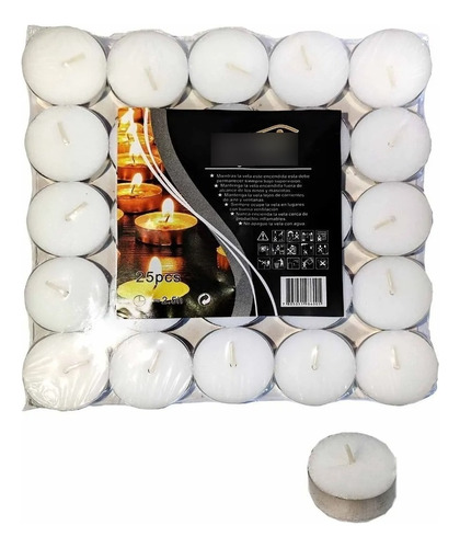 Premierhouz Velas Flotantes Tealight Color Blanco 25 Unidades