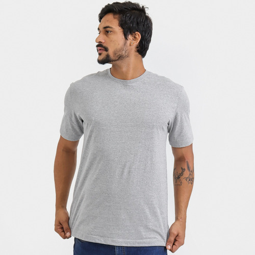 Camiseta Masculina Básica Camisa Slim Lisa Algodão Premium