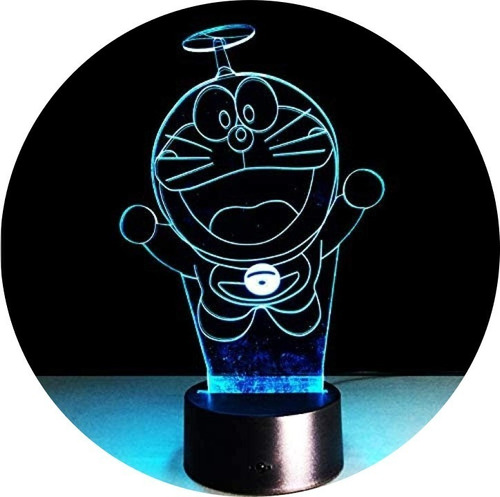 Lámpara Doraemon Gato 3d Luz De Noche Ilusión Regalo Comics