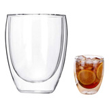 Vaso Doble Fondo Vidrio Transparente 350 Ml Cafe Agua Vino.