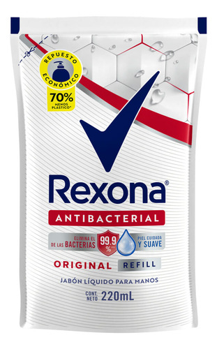 Jabón Líquido Antibacterial Rexona Original Repuesto X 220 M