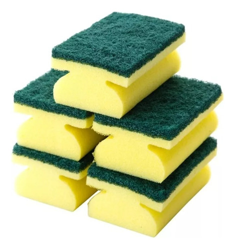 Esponjas Amarilla/verde Acanalada Multiuso (5 Unidades)