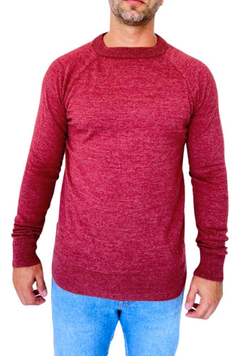 Blusa De Frio Manga Longa Masculina Tricot Vermelho Inverno