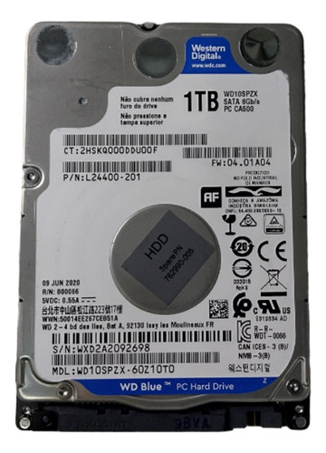 Hd De 1 Tb Western Digital Sata - Wd10spzx- Só Hoje