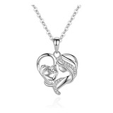 Collar Colgante Plata S925 Corazón Madre Hijo Regalo Mamá