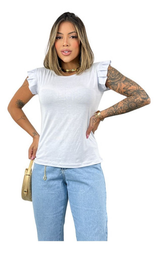 Blusa Feminina Babado Blusinha Regata Lançamento Tendência 