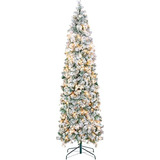 Árbol De Navidad Nevado Artificial Slim De 7.5 Pies Pr...