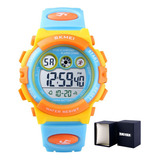 Reloj Impermeable Led Luminoso Skmei Fashion Color Del Bisel Amarillo/azul