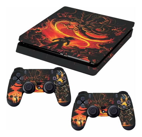 Adesivo Skin Playstation 4 Ps4 Slim Dragon Ball 