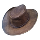 Sombrero De Vaquero Australiano 100%cuero Usado Hecho A Mano