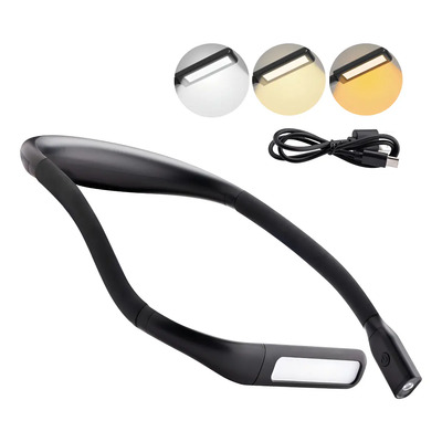 Lámpara Led De Lectura Recargable Para Colgar De Cuello Estructura Negro Pantalla Blanco | MercadoLibre