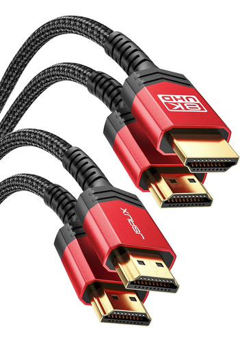 Cables Hdmi Jsaux, Largo De 3.05 M, 48 Gbps, 8k, Rojo
