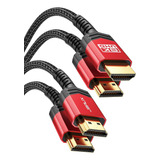 Cables Hdmi Jsaux, Largo De 3.05 M, 48 Gbps, 8k, Rojo