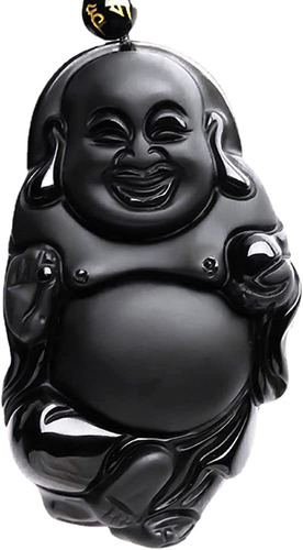 Collar De Buda De Obsidiana Negra Natural Maitreya Con Dije 