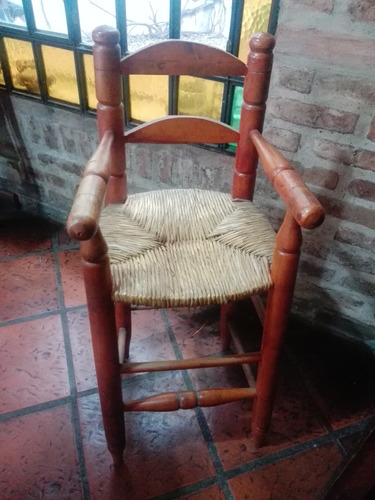 Silla De Comer Bebé  Madera Mimbre Rafia