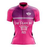 Camiseta De Ciclismo Mtb Feminina Sou Filha Do Rei Rkc Uv+50