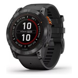 Relógio Garmin Fenix 7x Pro Solar Cinza Com Pulseira Preta 