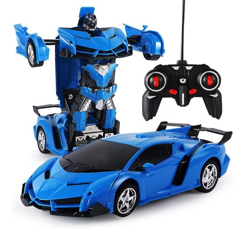 2 En 1 Eléctrico Rc Coche Deformación Robots Niños Niños Jug Color Azul