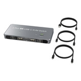 Conmutador Kvm Usb-c 8k Dp 1.4 2xusb-c De Pc A Un Monitor 8k