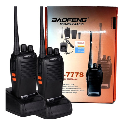 Par Rádios Comunicador Vhf/uhf/fm Baofeng 777s Profissional Bandas De Freqüência 400 A 470 Mhz Cor Preto