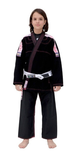 Kimono Jiu Jitsu Vulkan Ultra Light Preto Rosa Infantil