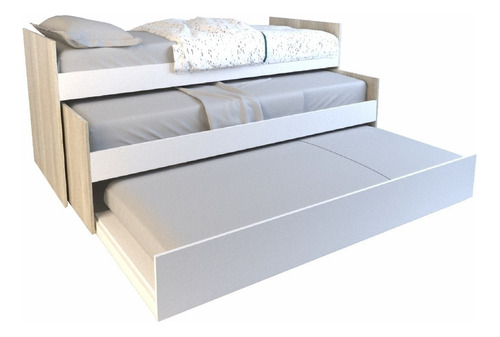 Cama Nido Triple Minimalista P/ Colchon 1 Plaza + Colores! Color Nevado Con Everest