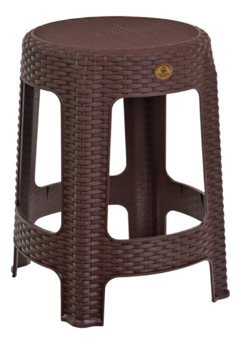 Banco Redondo Apilable 45 Cm Plástico Rattan Café La Ardilla