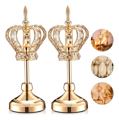 Candelabro De Cristal En Forma De Corona, 2 Unidades