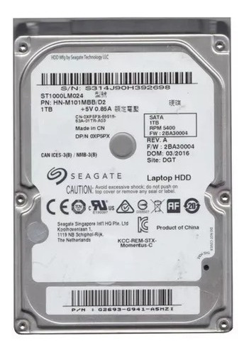 Hd Notebook Seagate Momentus 1tb 5.4k Sata 2.5 - St1000lm024