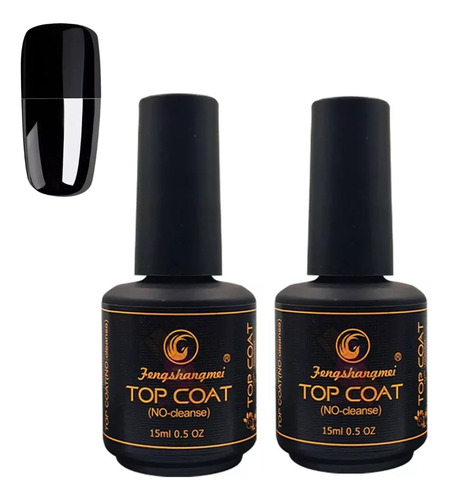 Kit Com 02 Top Coat Pretinho Do Poder 15ml - Fengshangmei