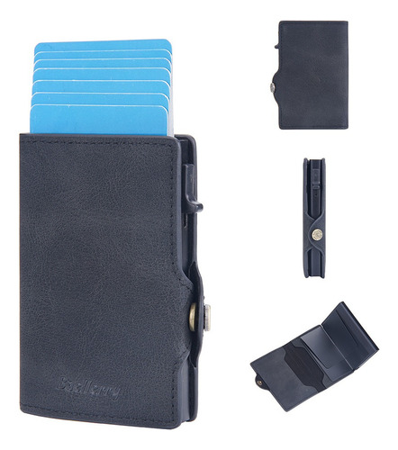 Billetera Tarjetero Cuero Hombre Minimalista Con