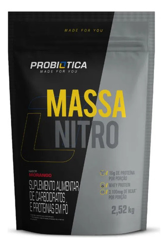 Massa Nitro 2520kg Refil - Probiotica - Hiperc. - Morango