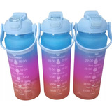 Botella Motivacional Set X 3 Capacidad 2l  Agua Con Pico
