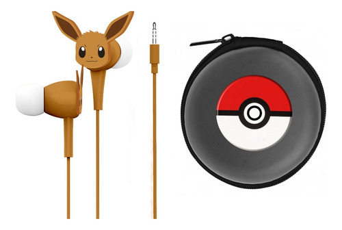 Audífonos In-ear  Alámbricos Pokémon - Eevee Con Estuche Otl Universal Marrón