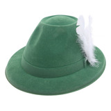 Gorro Sombrero Tiroles + Pluma Blanca San Patricio Cotillon