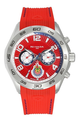 Reloj Nivada  Edicion Futbol Chivas Rojo Envio Gratis