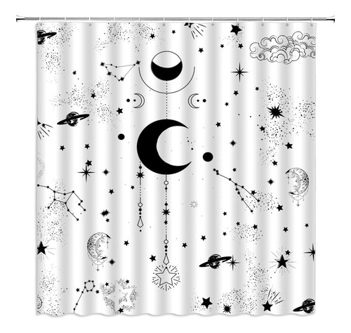 Constelación Del Zodiaco Cortina De Ducha Negro Blanco Luna 