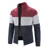 Hombre Ropa Casual Cardigan Zip Cuello Alto