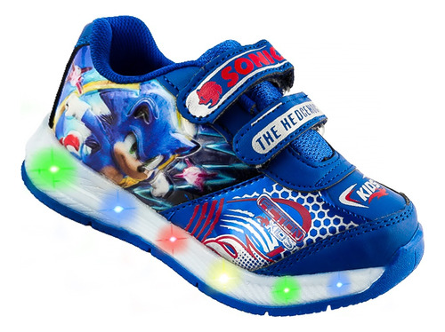 Tenis Niños Sonic Luces Leds The Hedgehog Juego 779-ar Azul 