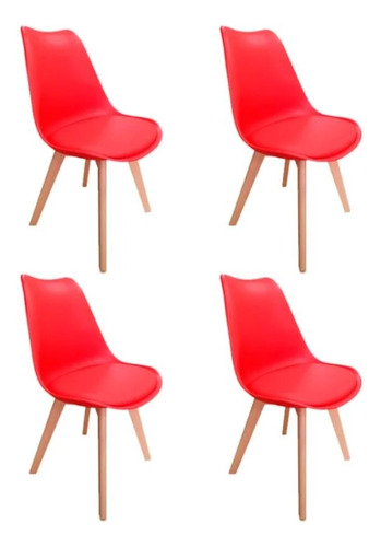 Pack 4 Sillas Eames Tulip Acolchada Set Comedor 