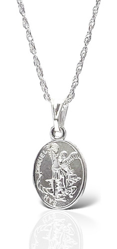 Medalla San Miguel Arcángel + Cadena De Plata Fina 925