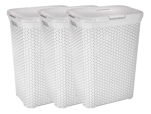 Canasto Cesto Para Ropa Sucia Baño Plastico Rattan Grande X3 Colombraro